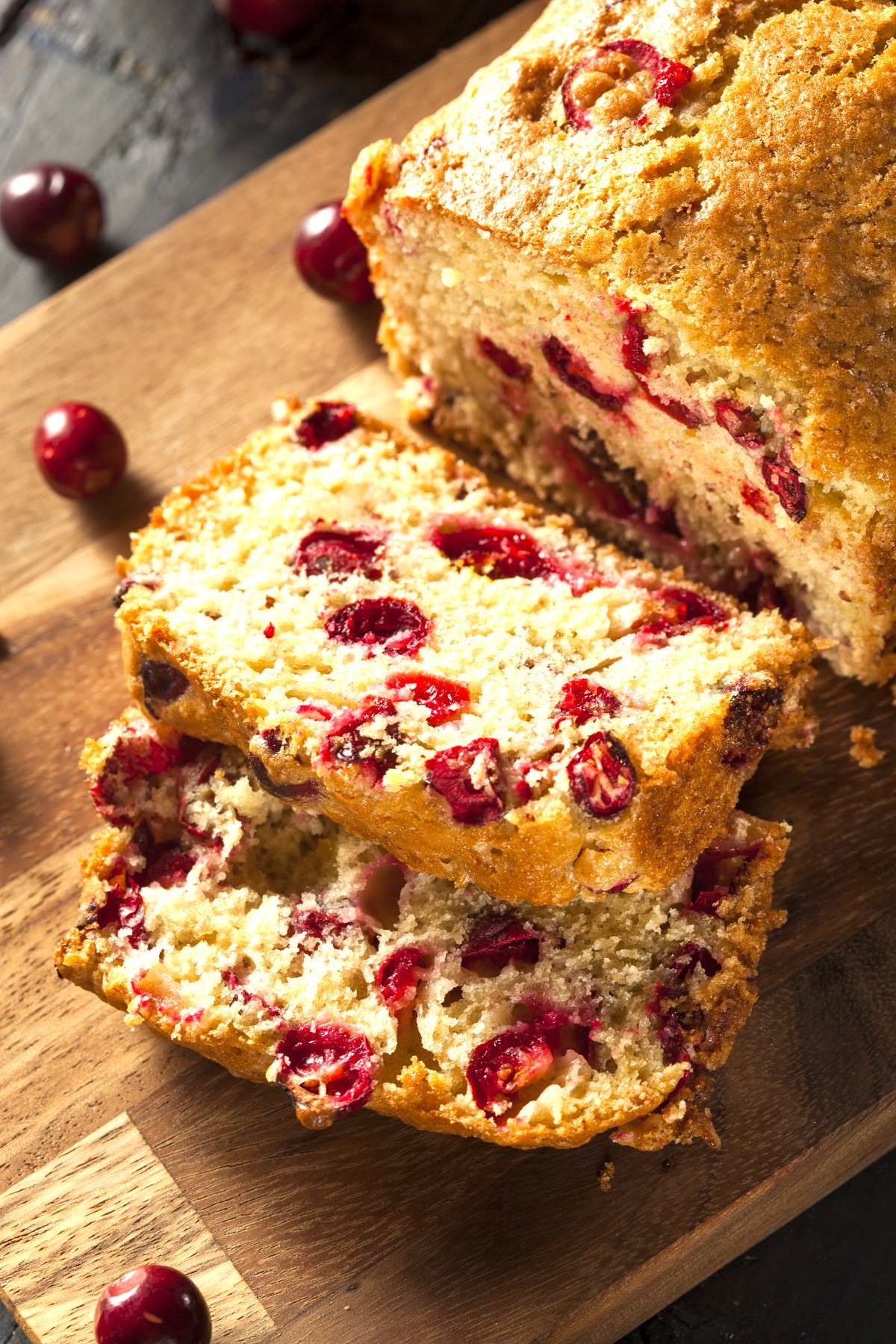 Vegan orange cranberry bread with fresh cranberries