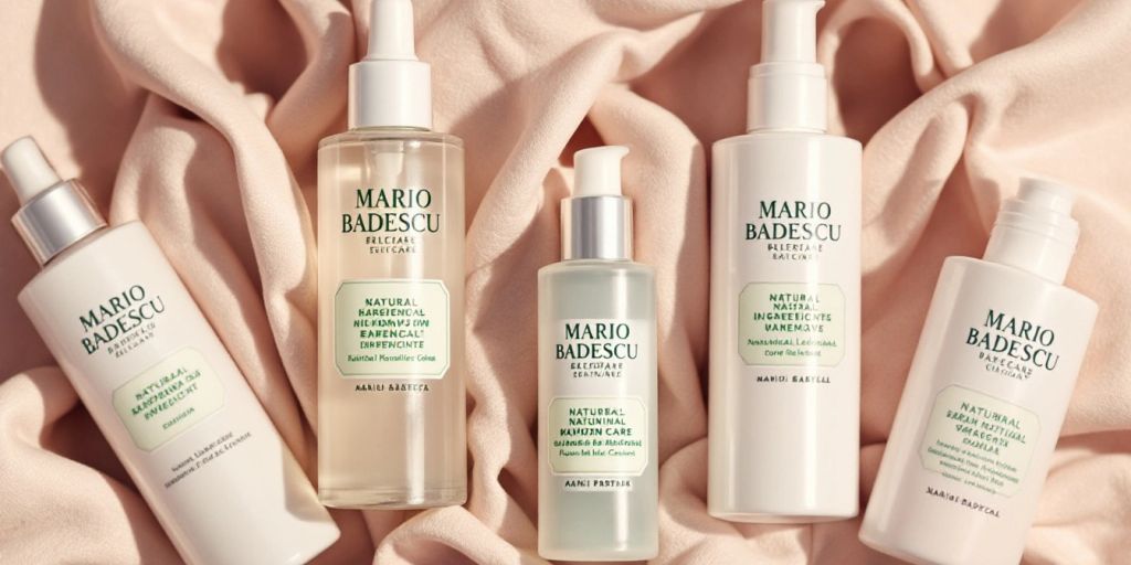 Mario Badescu skincare products in an elegant arrangement.